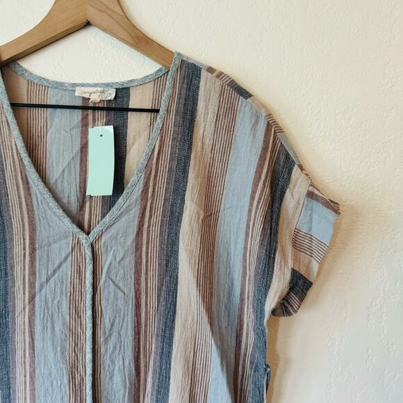 💚 Mystree | stripe v neck tunic top - Picture 3 of 3